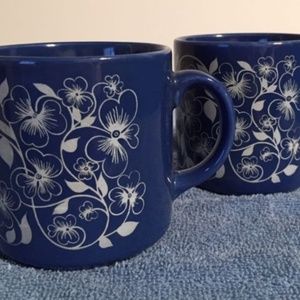 Grindley England Mugs Blue with Flowers Set of 2